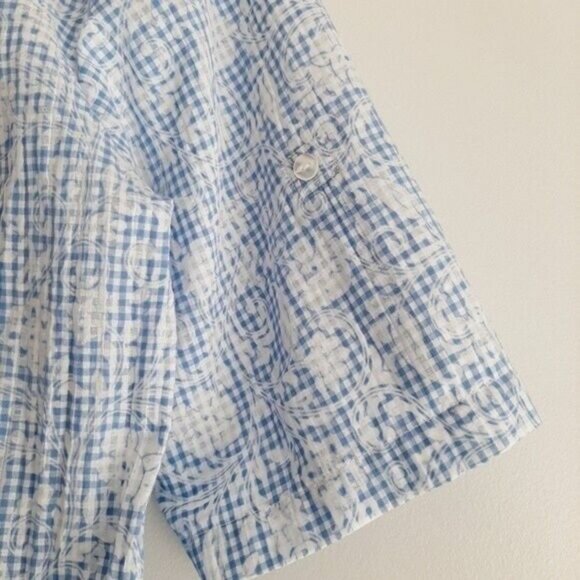 NORTHERN REFLECTION Floral Gingham Check Button Down Shirt Sz XL - Picture 7 of 10